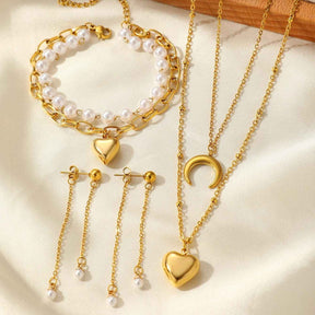 Conjunto MoonLove - Brincos, Pulseira e Colar - Dourado ou Prata