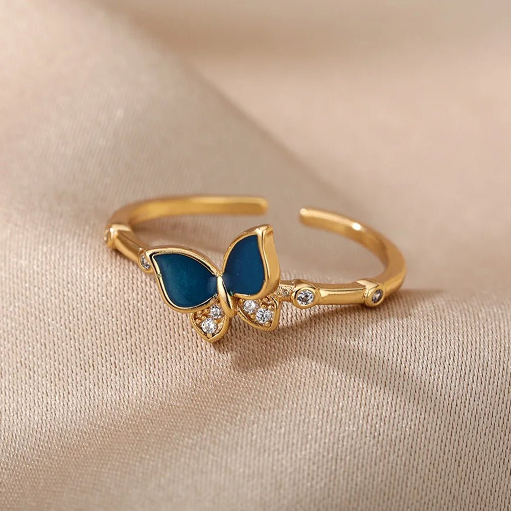 Anel Butterfly - Ouro 16k - Zircônia - EBERLE JOIAS