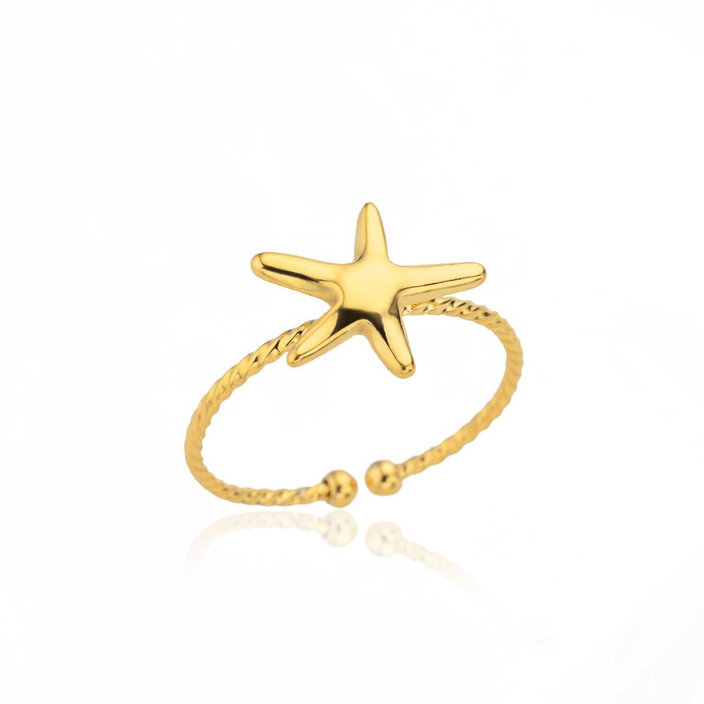 Anel Starfish - Folheado a Ouro 18k - EBERLE JOIAS