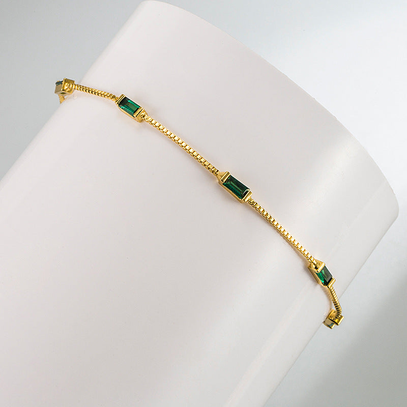 Pulseira Daiane - Ouro 18k - Zircônia Verde